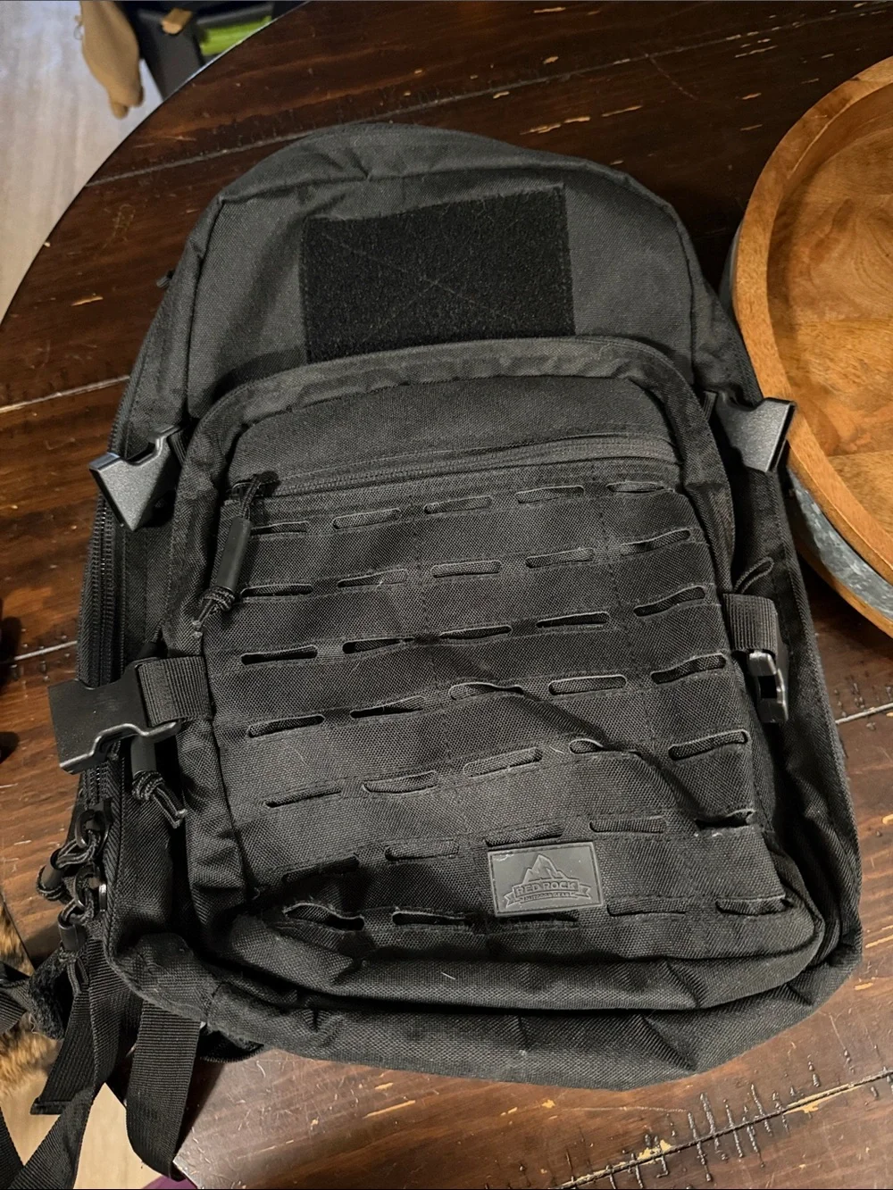 Men's Black Tactical Backpack with MOLLE Panel - Unbranded